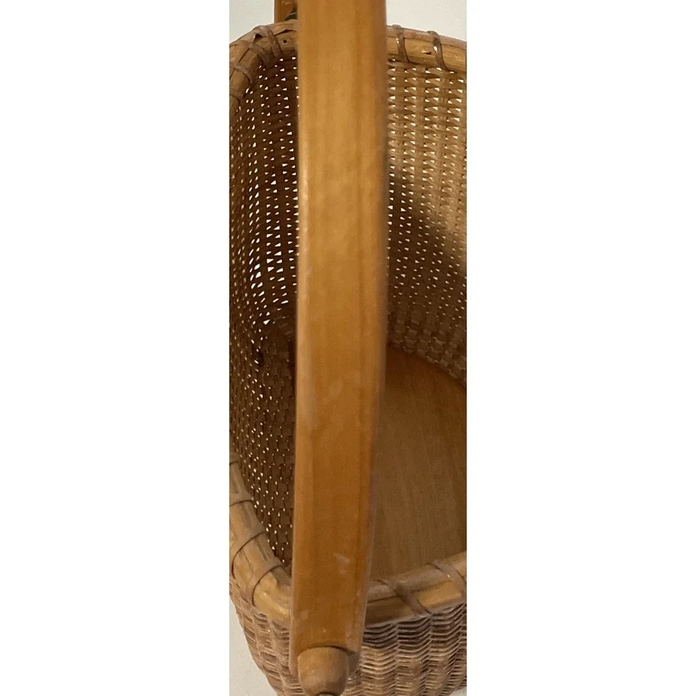 Nantucket Lighthouse Style Basket Woven Wooden Swing Handled Half Round